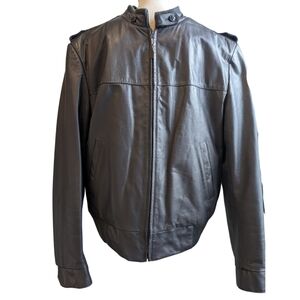 London Fog RARE Vintage Leather Bomber, Removable Lining, Steel Grey, Mens 44L
